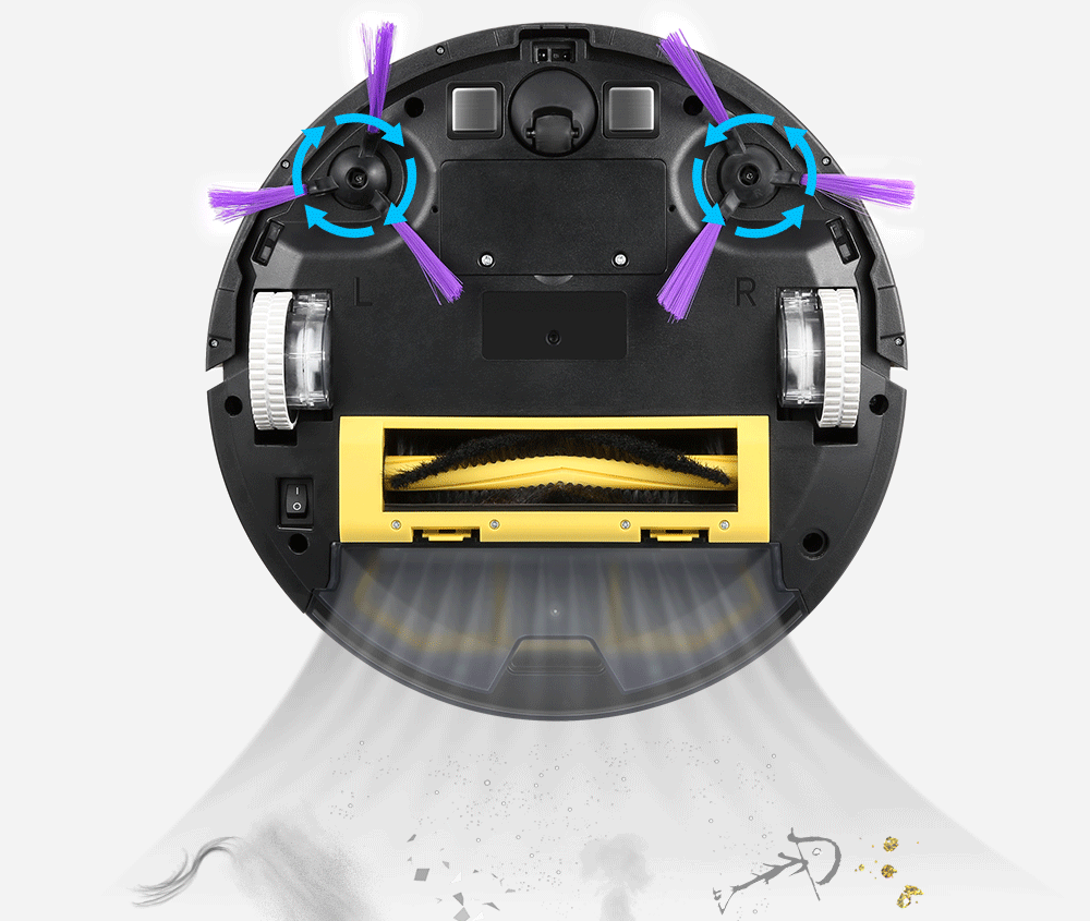 Alfawise V8S Robot Vacuum Cleaner Dual SLAM with Intelligent Gyroscope Navigation- Black