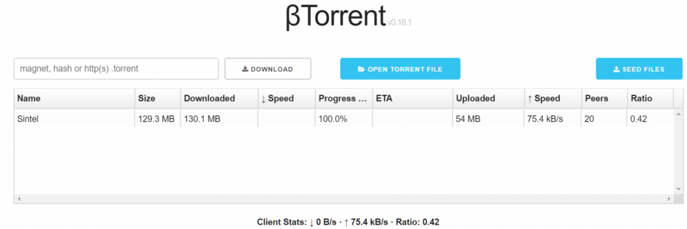 βTorrent-schermafbeelding