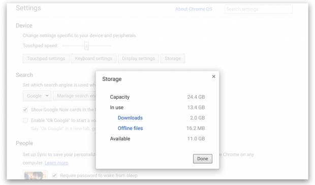 chromeos geheugenbeheer storage manager