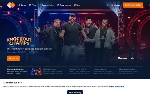 Screenshot van NPO Start via PIA, test van 29 oktober 2026