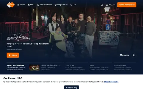 Screenshot van NPO Start via PIA, test van 31 oktober 2026