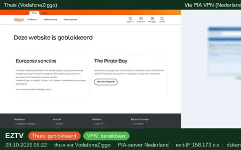 Screenshot van EZTV (vervaagd) bij de test van 29 oktober 2026